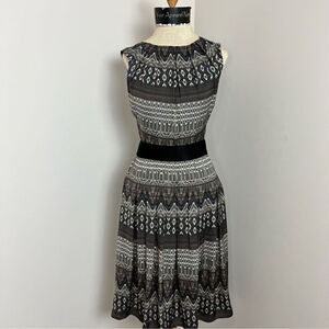 L'AGENCE Printed Gray White Sleeveless Midi Dress size 0 (0276)